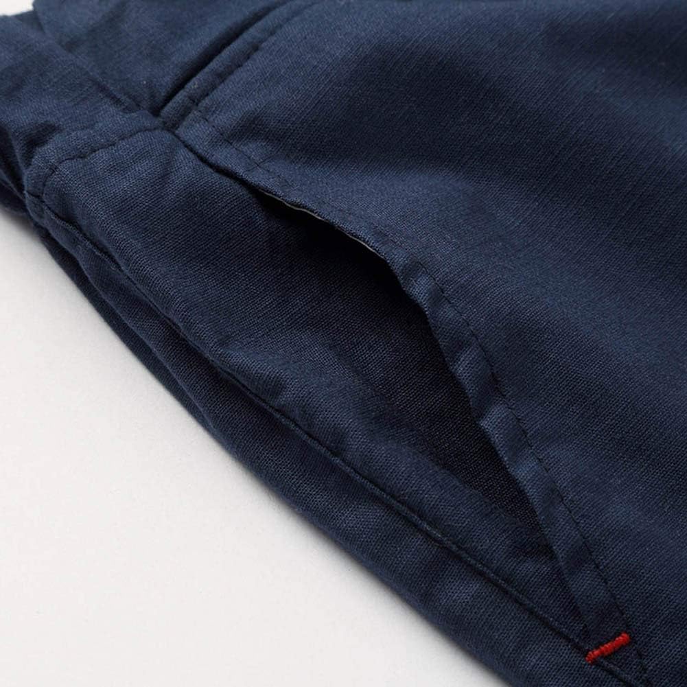 JustSun Kurze Hosen Herren Leinen Shorts Leicht Atmungsaktiv mit Tunnelzug S Khaki, S Khaki