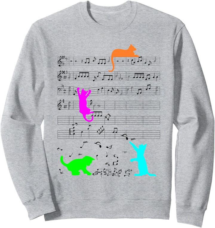 Bunte Katzen Kätzchen Musiker Musiknote Note Sweatshirt