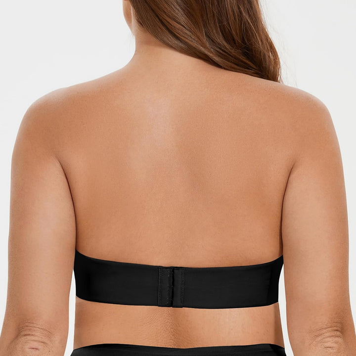 MELENECA Damen Ohne Bügel Gepolstert Anti-Rutsch Push Up Trägerloser BH 70E Schwarz, 70E Schwarz