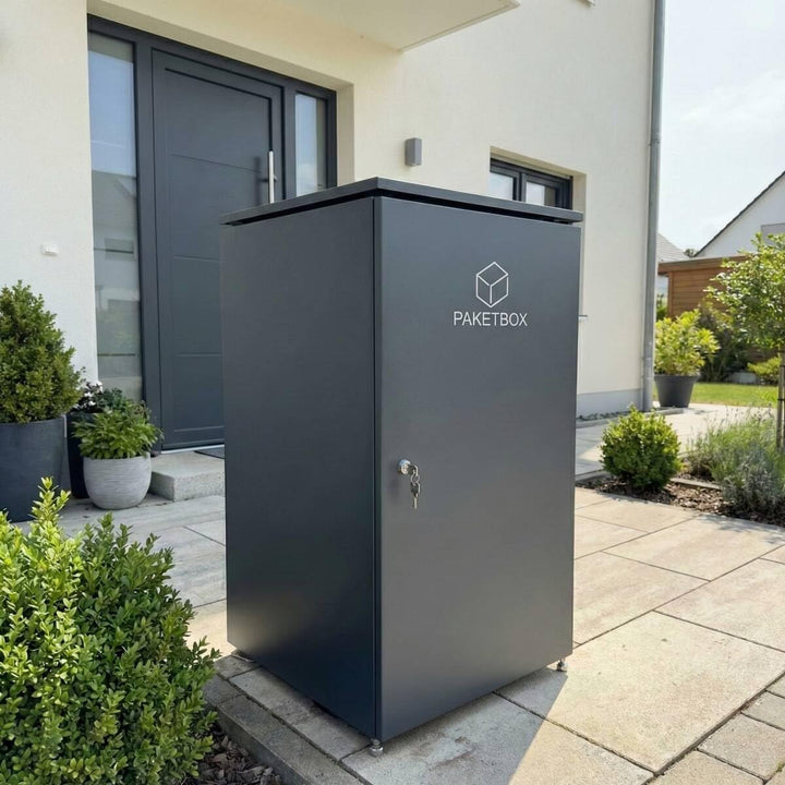 Metzler Paketbox XXL Ben, Aluminium, Anthrazit RAL 7016, mit Top-Einwurf und automatischer Falltür,