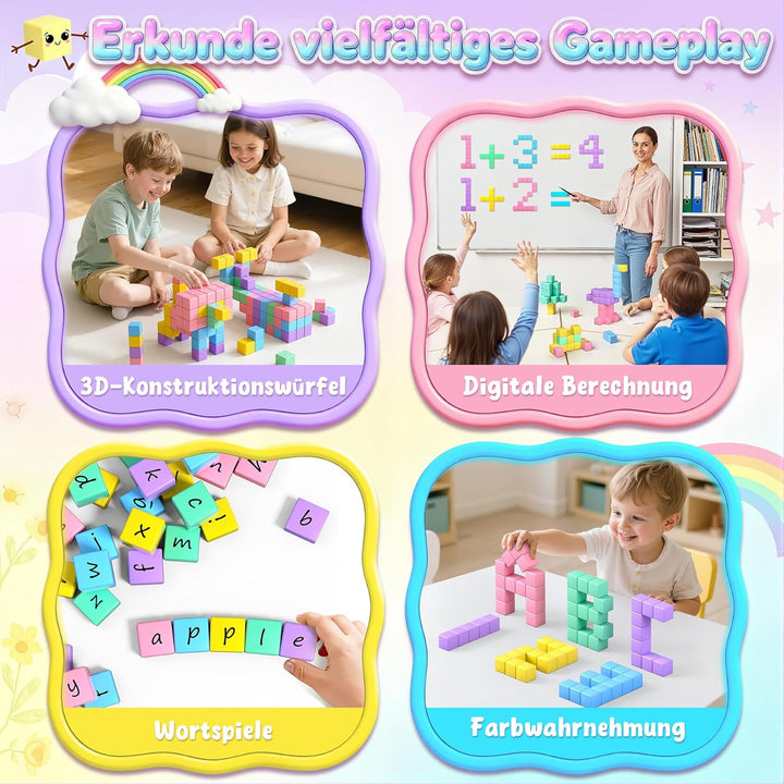 Magnetische Bausteine - Macaron Magnetbausteine,Pädagogisches Montessori Spielzeug ab 3 Jahre,48PCS