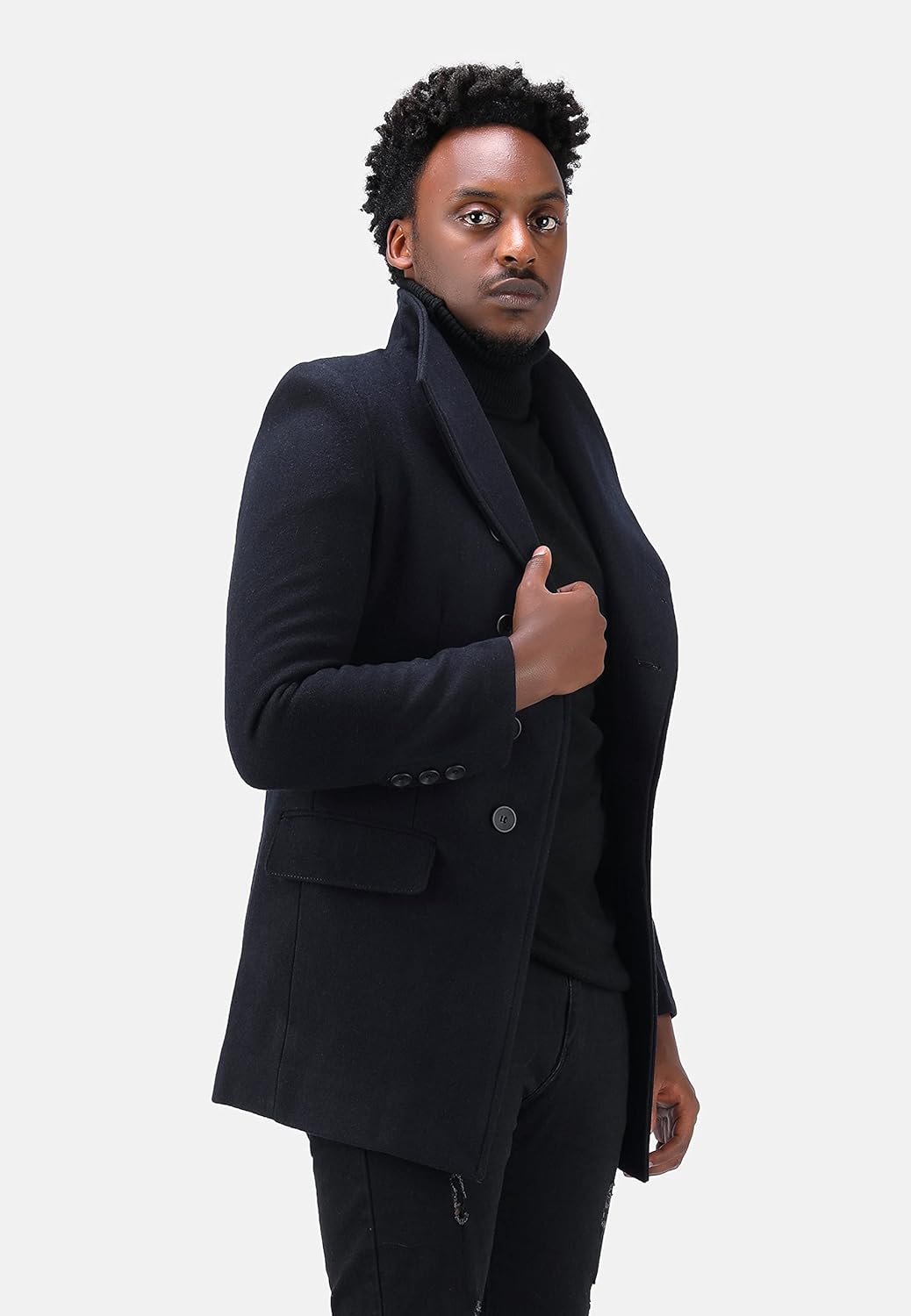 Allthemen Wintermantel Mantel Herren Lang Slim Fit Herrenmantel Winter Schwarz Business Mantel Herre