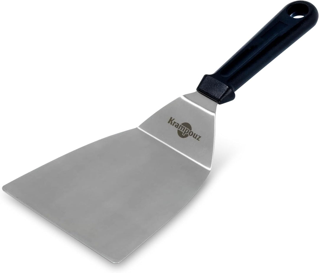 KRAMPOUZ Komplettes Reinigungsset für Edelstahl-Planchas - 1 gewinkelter Spatel aus Edelstahl und 2