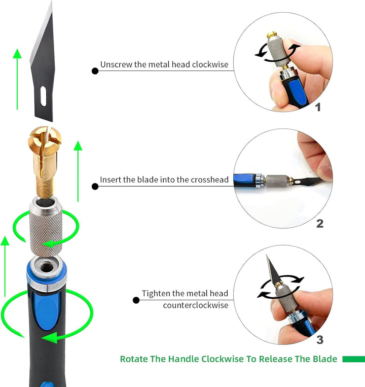 FOSHIO 2 Stück Skalpell Messer Set Bastelmesser SkalpellSet Basteln mit 20 pcs Ersatzklingen und Sch