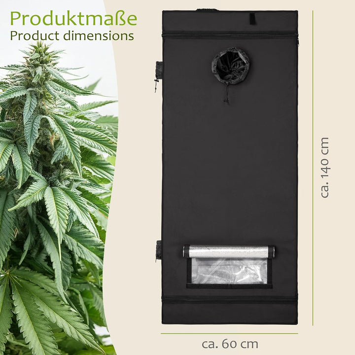 ONVAYA® Pflanzen-Zuchtzelt ǀ 60 x 60 x 140 cm ǀ lichtundurchlässig ǀ mit 5 Zugängen ǀ inkl. wasserfe