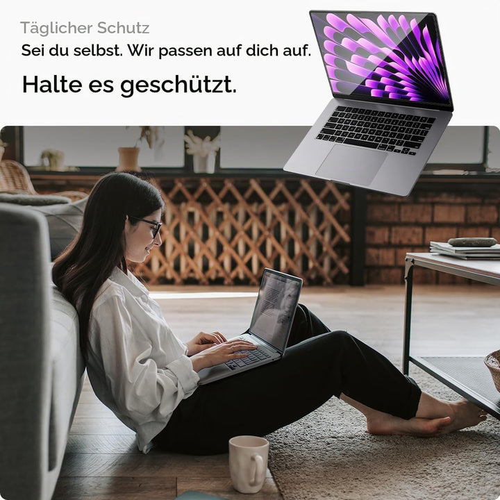 Spigen Displayschutz für MacBook Air 15 Zoll (M2, 2023), Schwarz Volle Abdeckung, Kristallklar, 9H G