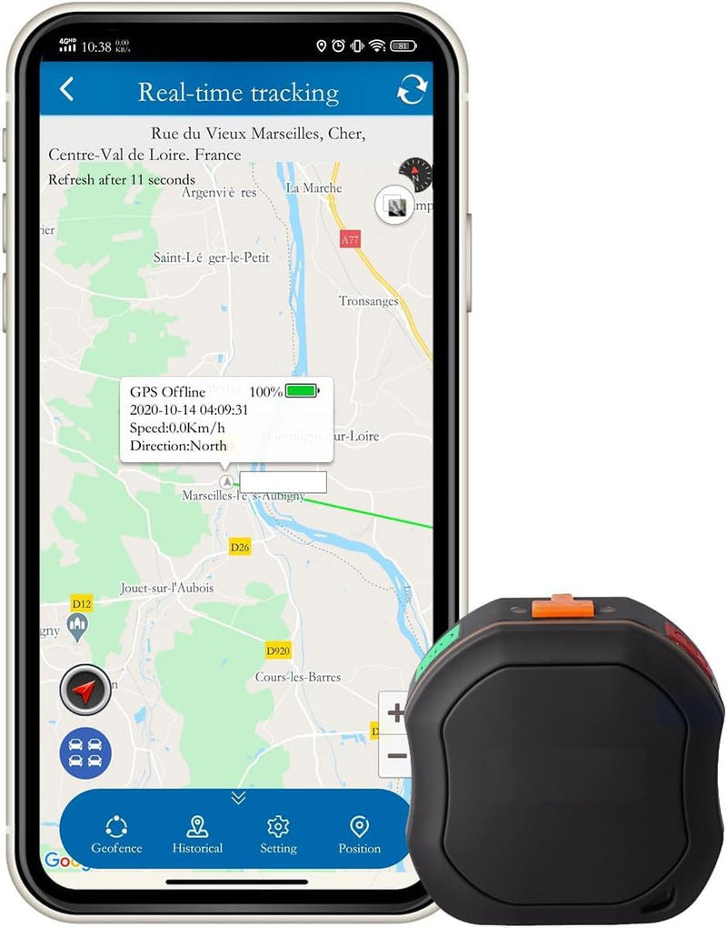 TKMARS TK109 GPS-Tracker Auto, APP & Webplattform ohne ABO, Klein Echtzeit Ortungsgerät mit SOS und