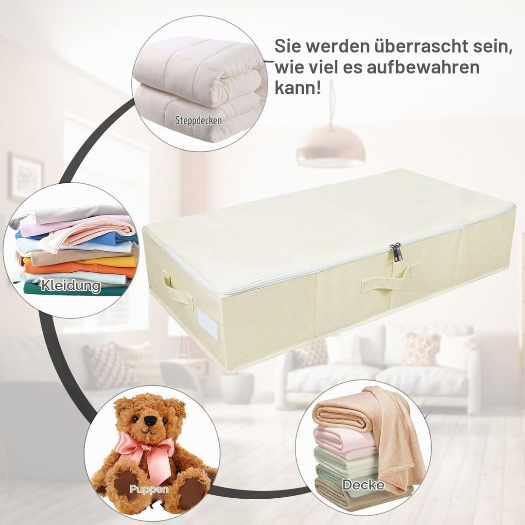 Omygarden Faltbare Unterbett Aufbewahrungsbox mit Kunststoff-Stützfutter,Decken Kleidung Tröster Auf