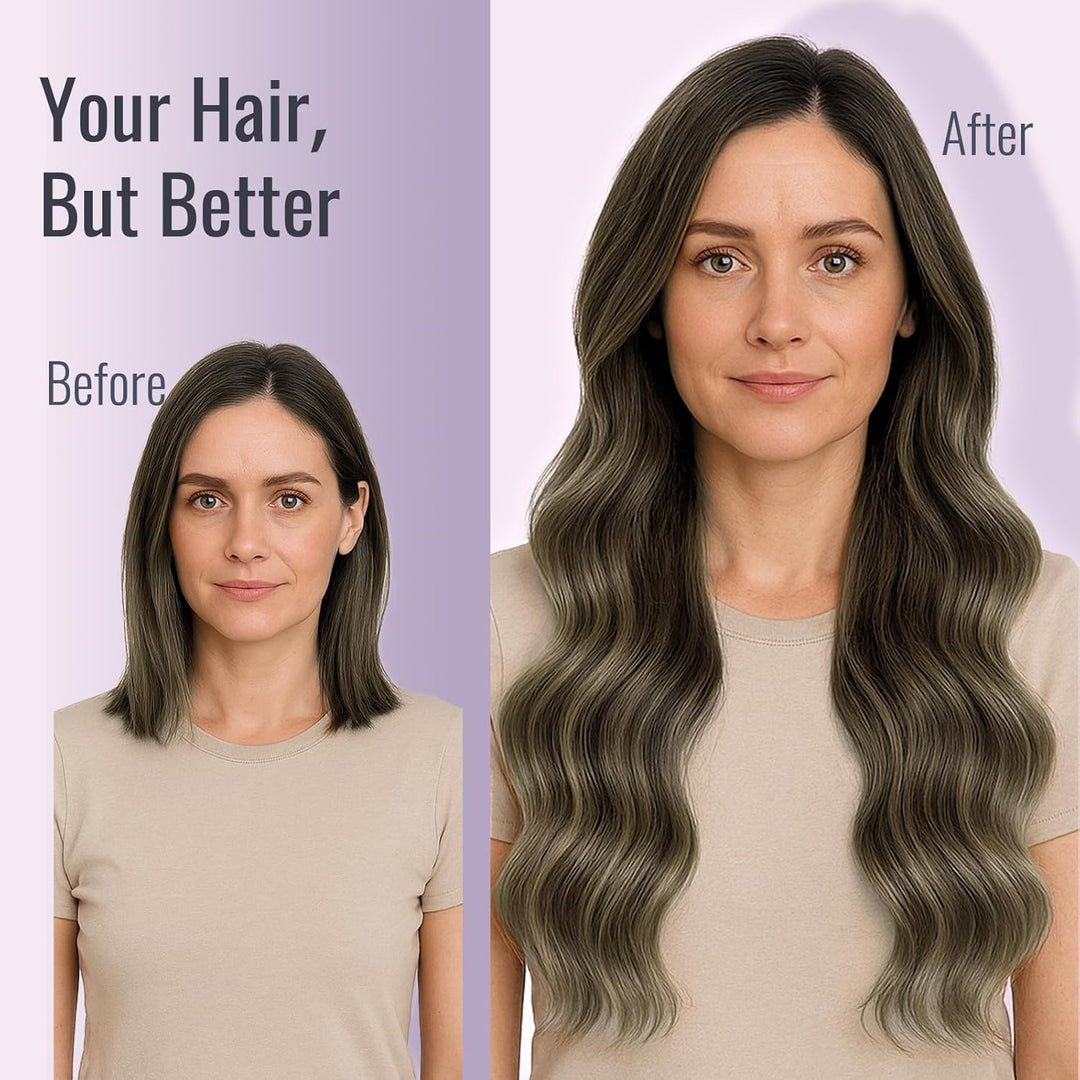 Fshine Echthaar Extensions Tape in Echthaar Balayage Dunkelbraun bis Kastanienbraun 30cm 20 Stücke 3