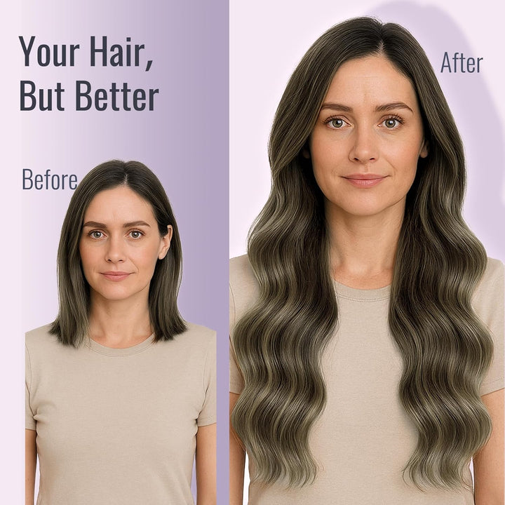 Fshine Echthaar Extensions Tape in Echthaar Balayage Dunkelbraun bis Kastanienbraun 30cm 20 Stücke 3