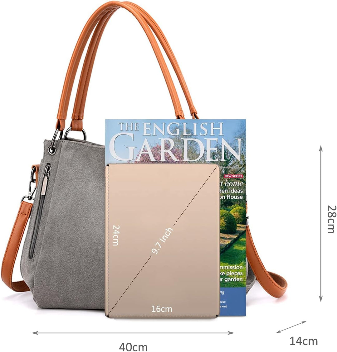 NICOLE & DORIS Damen Handtaschen Gross Canvas Schultertasche Frauen Umhängentasche mit Abnehmbarem S