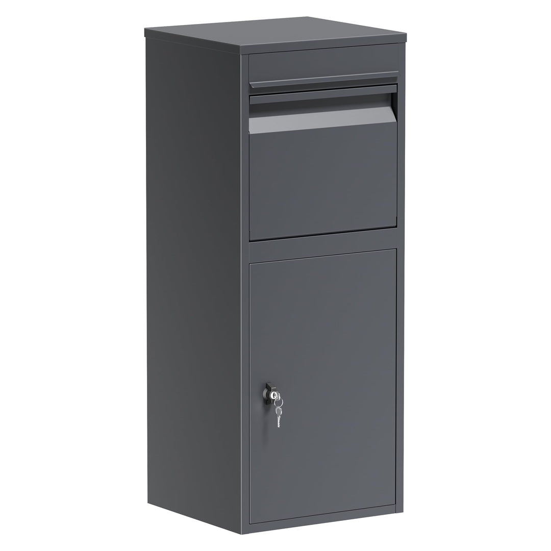 Wiltec Paketkasten grau 410 x 380 x 1020 mm, Paketbox Zuhause, Private Paketannahme passend für Pake