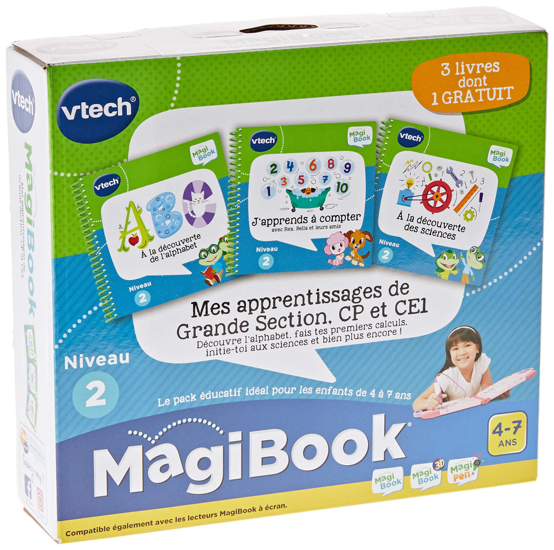 VTech 80-489005 MES APPRENTISSAGES DE GDE Section, CP & CE1 Magibook – Lernbuch, Mehrfarbig Alphabet