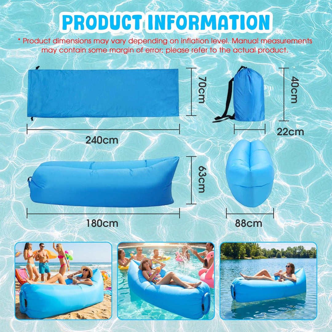 Aufblasbares Sofa, Tragbares Aufblasbarer wasserdichtes Lounger Schlafsack integriertem Seitentasche