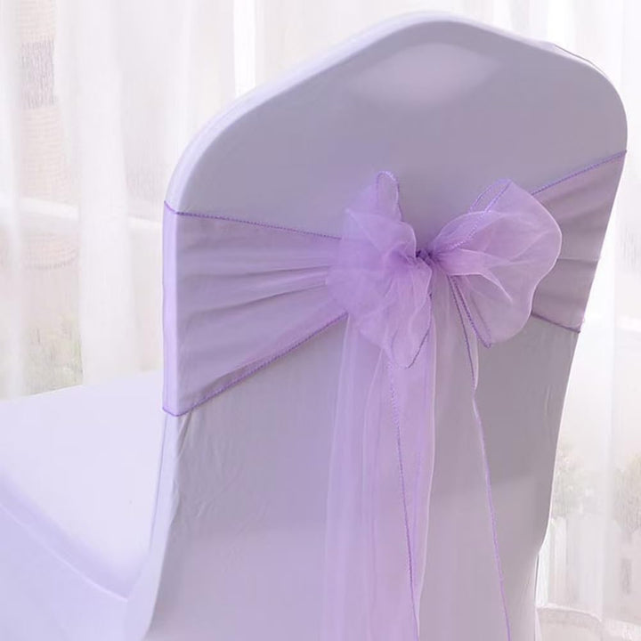 CNFQ 50 Stück Stuhlschleifen, Organza, Taufe, Party, Deko, Hochzeit, Lavendel Lavendelfarben, Lavend