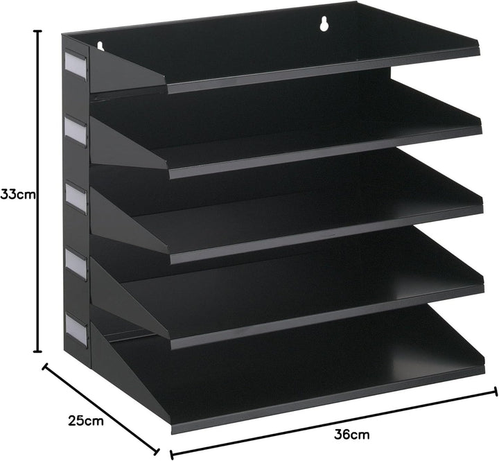 Durable Sortierreck (mit 5 Ablagefächern), für Tisch oder Wand, schwarz, 336001 Schwarz 5 Fächer, Sc