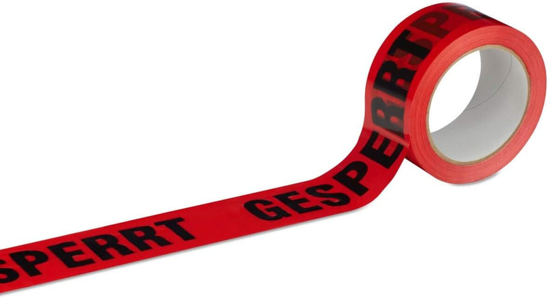 Klebeband Packband GESPERRT 6 Rollen rot mit schwarzem Druck - 50 mm breit x 66 m lang, 6 Rollen