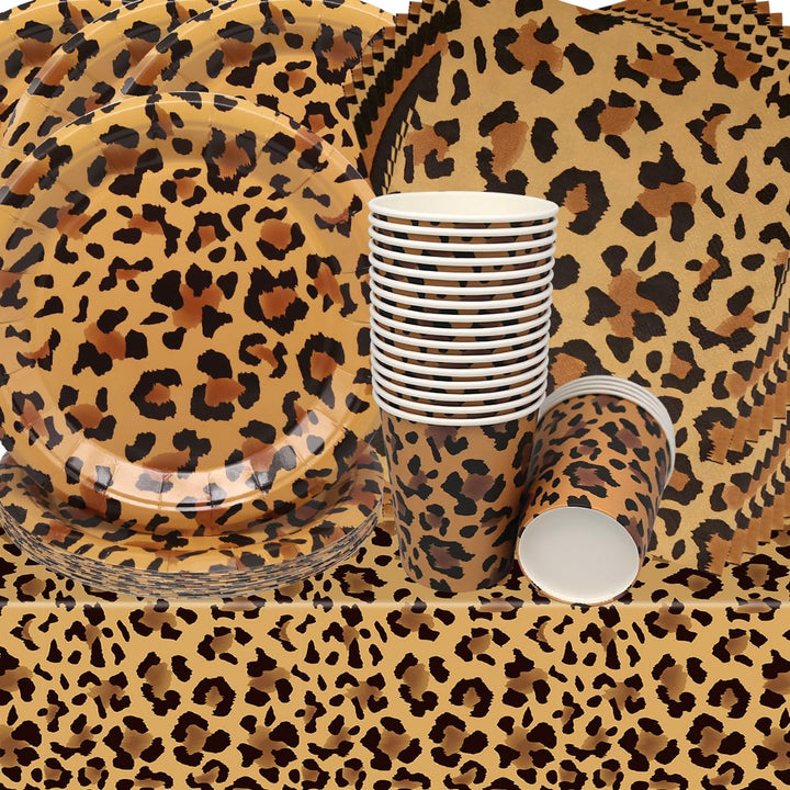 Doyomtoy Leopard Geburtstag Deko, Leoparddruck Partygeschirr Geburtstagsteller Tassen Servietten Saf