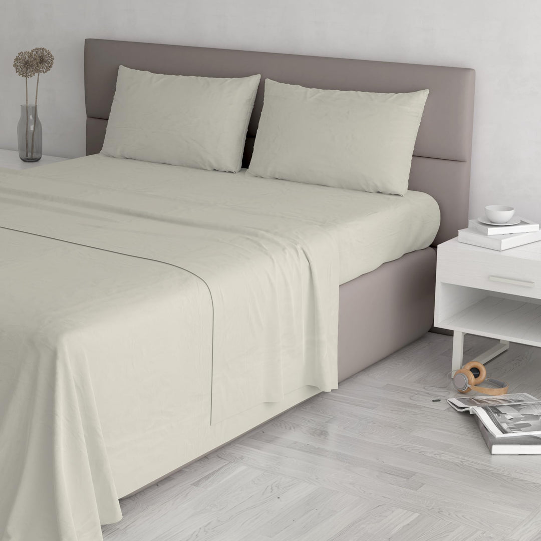 Italian Bed Linen Max Color Bettwäsche-Set, Creme, Doppelte, Creme