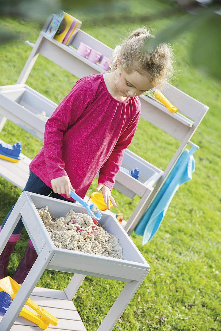 roba Kinder Outdoor+ Spieltisch 'Tiny', wetterfester Massivholz Sand- & Matschtisch, grau lasiert Gr