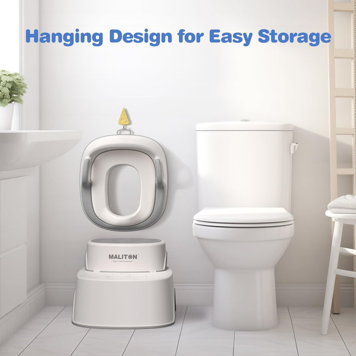 Maliton Toilettensitz Kinder mit 2-stufiger Tritthocker für Kinder 1-8 Jahren, Kindertoilettenkorb m