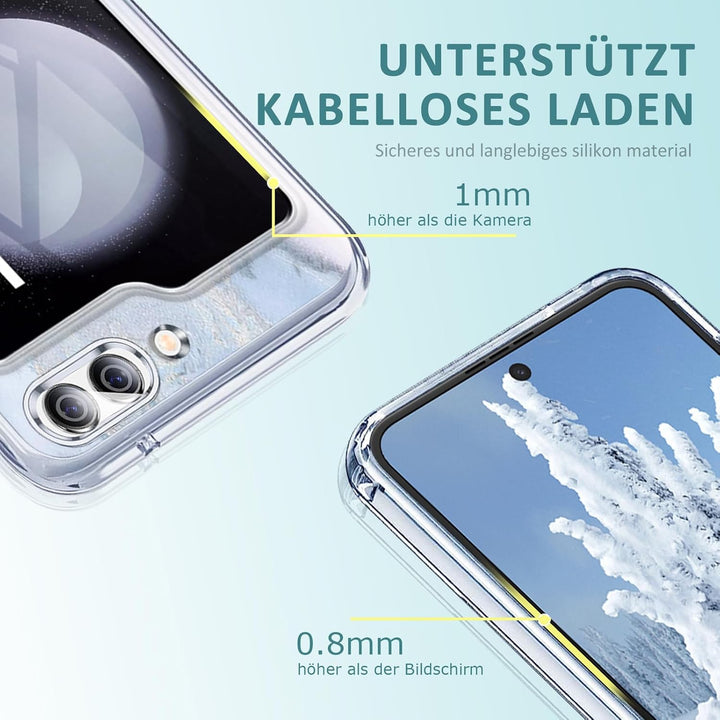 2 Stücke Kompatibel Mit Samsung Galaxy Z Flip 5 5G Hülle Silikon Dünn Klar Case Slim Flexible Cover