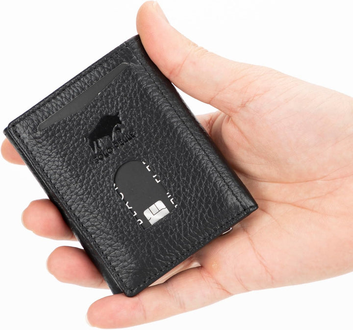 Solo Pelle NEU Slim Wallet mit Münzfach [12 Karten] Slimwallet Riga [RFID-Schutz] Kartenetui mit Mün
