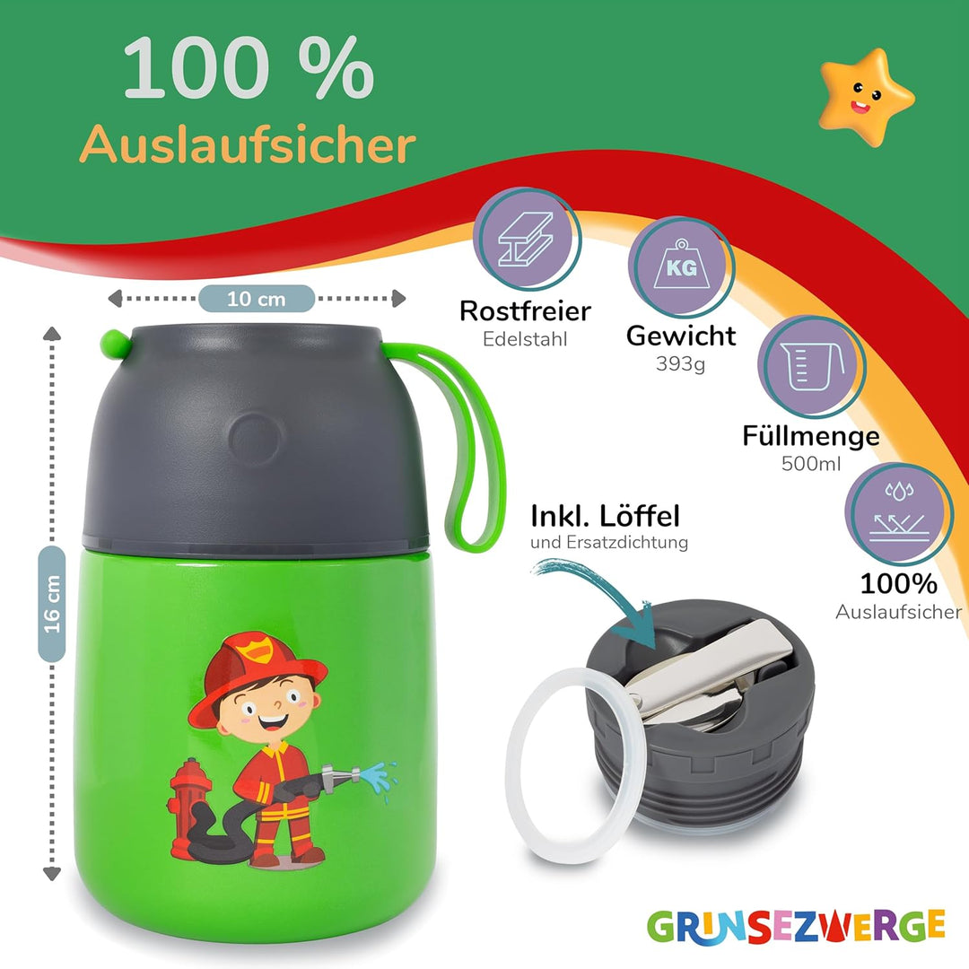Kinder Thermobecher 500ml für Speisen und Getränke | Edelstahl Thermobehälter für Essen | Warmhalteb
