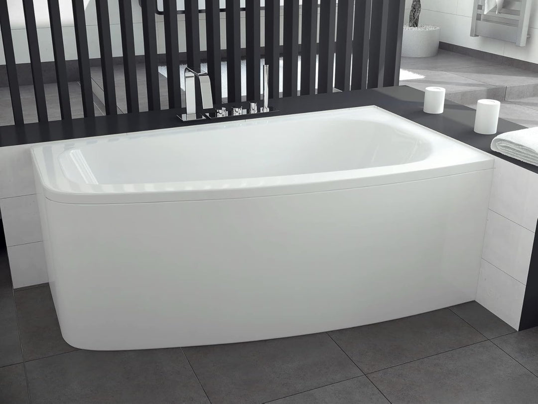 BADLAND Badewanne Original Weiss Acryl Wanne Eckbadewanne LUNA 150x80 Rechts KOMPLETTSET SET + Füsse
