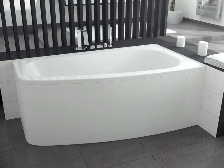 BADLAND Badewanne Original Weiss Acryl Wanne Eckbadewanne LUNA 150x80 Rechts KOMPLETTSET SET + Füsse