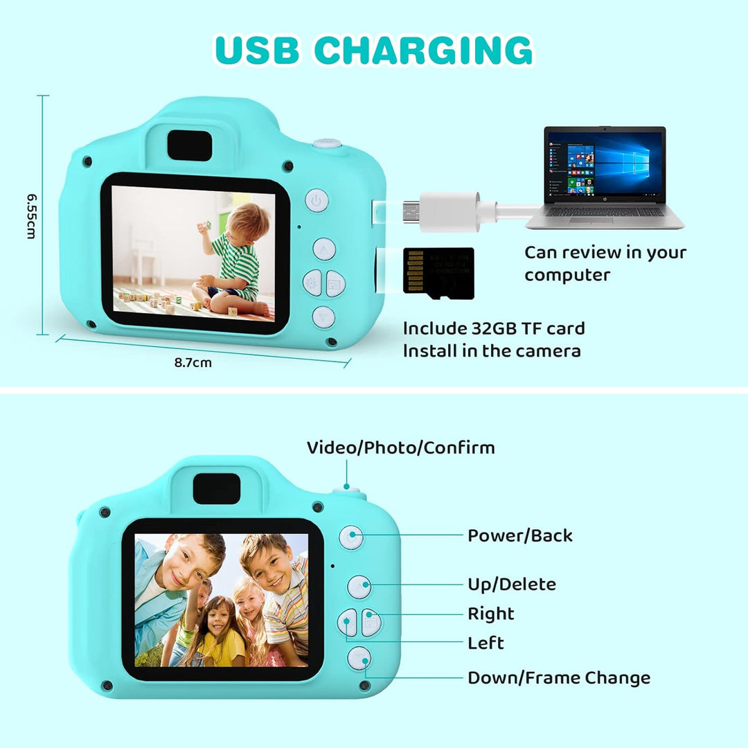 Kinder Kamera, 2.0”Display Digitalkamera ，Geschenke für 3 4 5 6 8 7 9 10 11 12Jahre Jungen und mädch