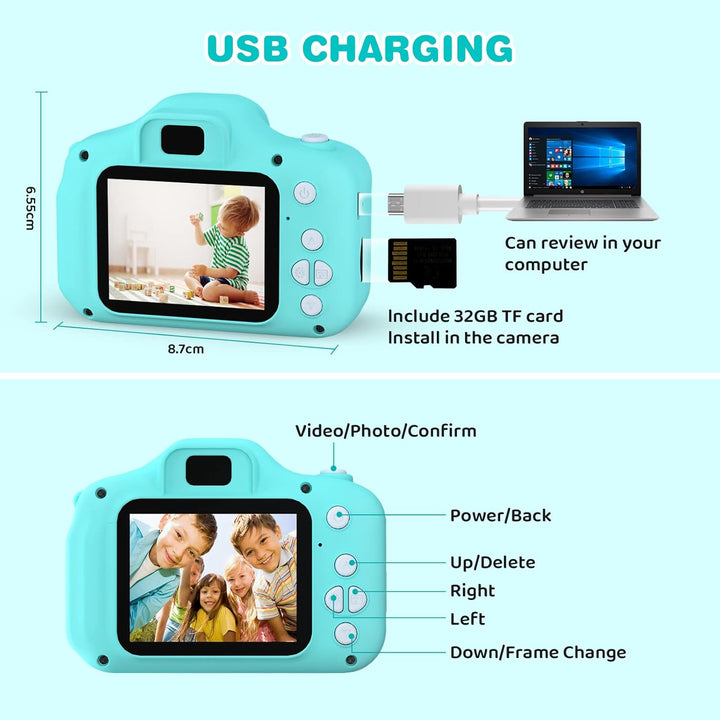 Kinder Kamera, 2.0”Display Digitalkamera ，Geschenke für 3 4 5 6 8 7 9 10 11 12Jahre Jungen und mädch