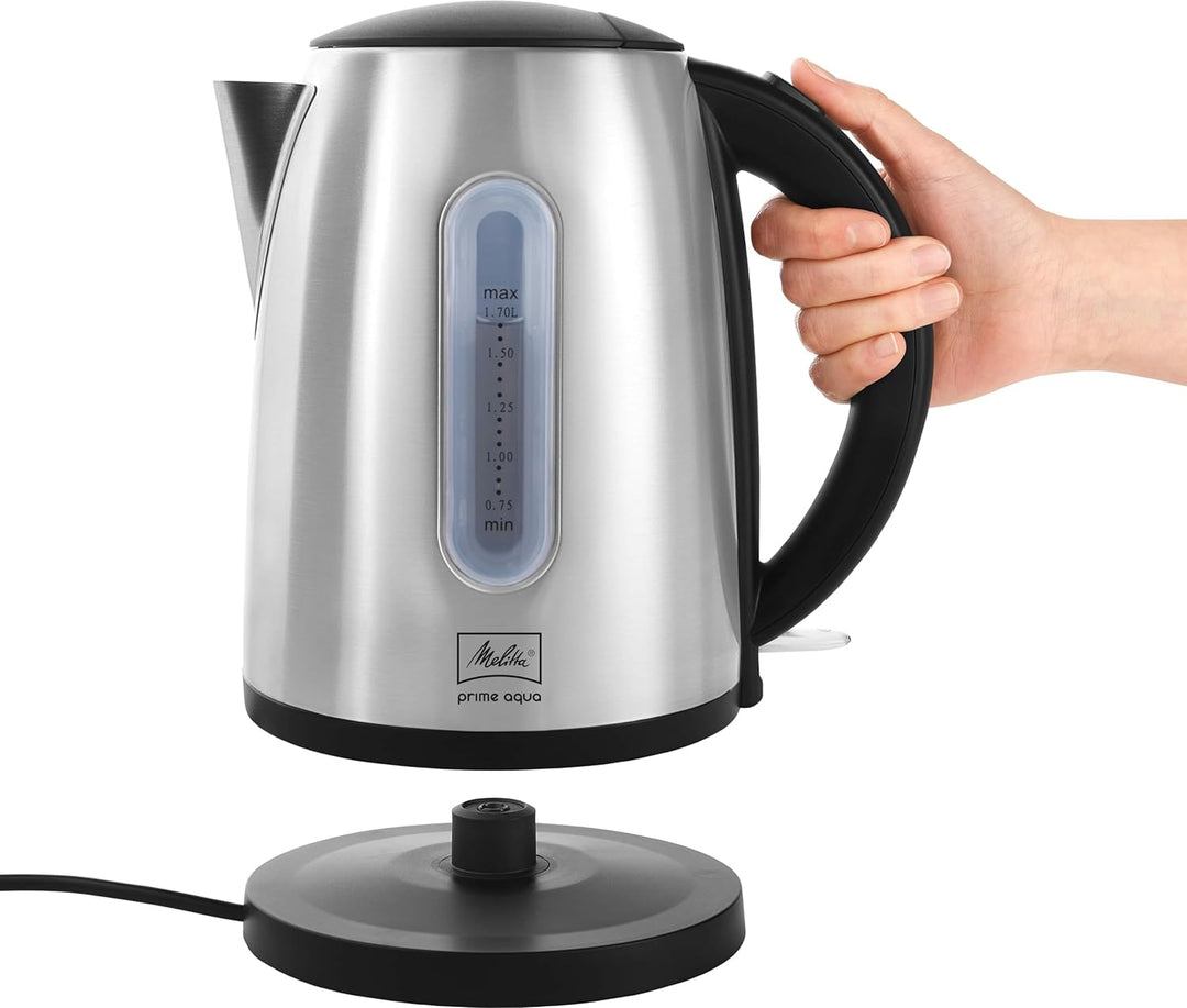 Wasserkocher - MELITTA - Prime Aqua, Edelstahl, 1,7 L, 2200 W, herausnehmbarer Kalkfilter, LED Beleu