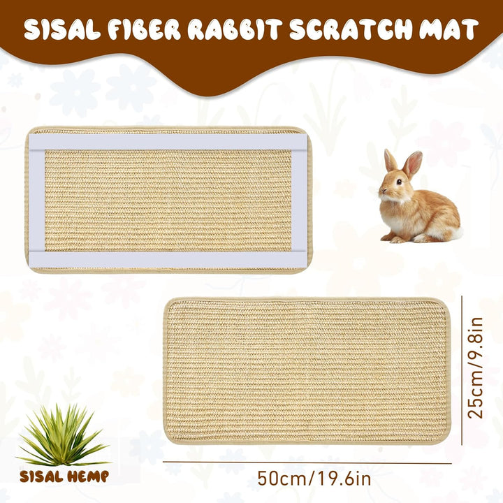 2 Stück Sisal Kratzmatte für Kaninchen, 50×25cm Selbsthaftender Hanfmatten für Nager Haustierkäfig B