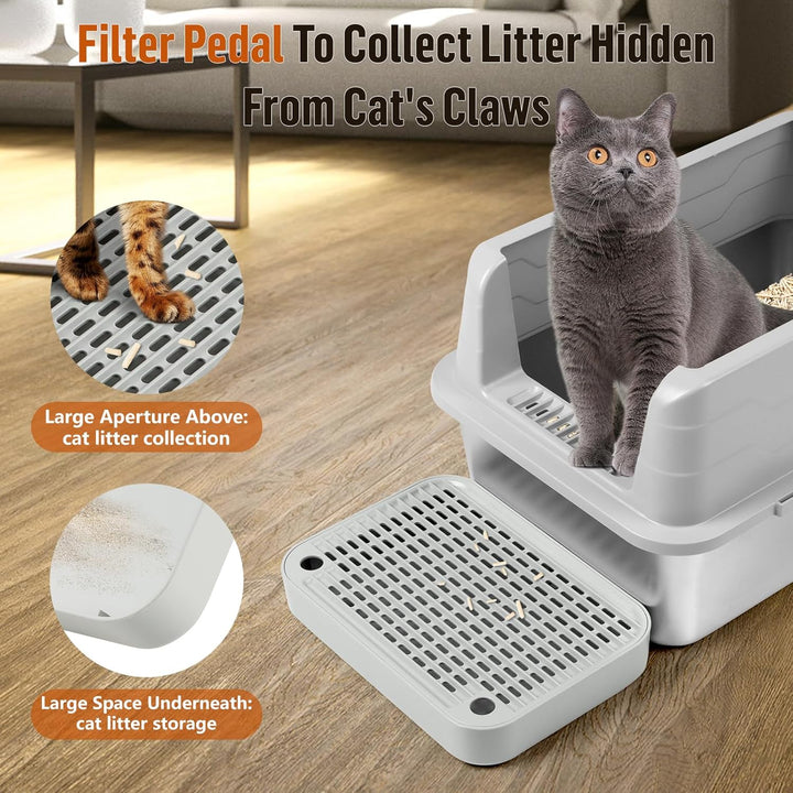 Katzentreppe, Katzentoilette Rampenmatte mit Filterfunktion, Katzen Stufen für automatische selbstre