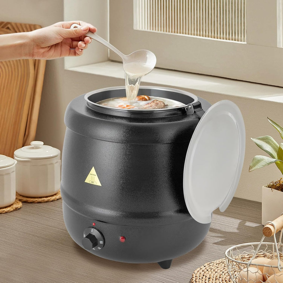 Suppentopf Elektrisch, 10L Speisenwärmer mit Abnehmbaren Deckel, Temperatur 35-80°C Einstellbereich
