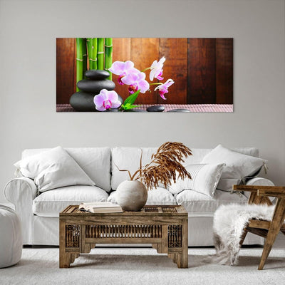 Wandbilder Dekoration Wohnzimmer Bambus Dekoration Blume Orchidee Panorama Bilder auf Leinwand 120x5