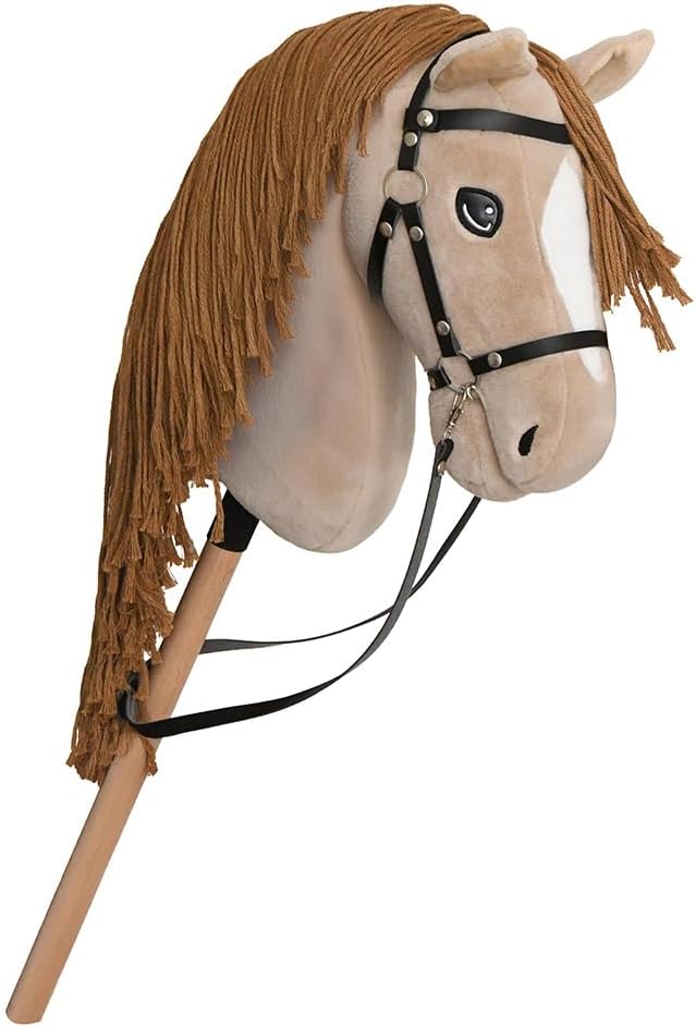 Hobby Horse Beige A3, Pferd, komplett mit Netz, Gebiss, Zügel, Halfter und blauer Insektenmütze, Pfe