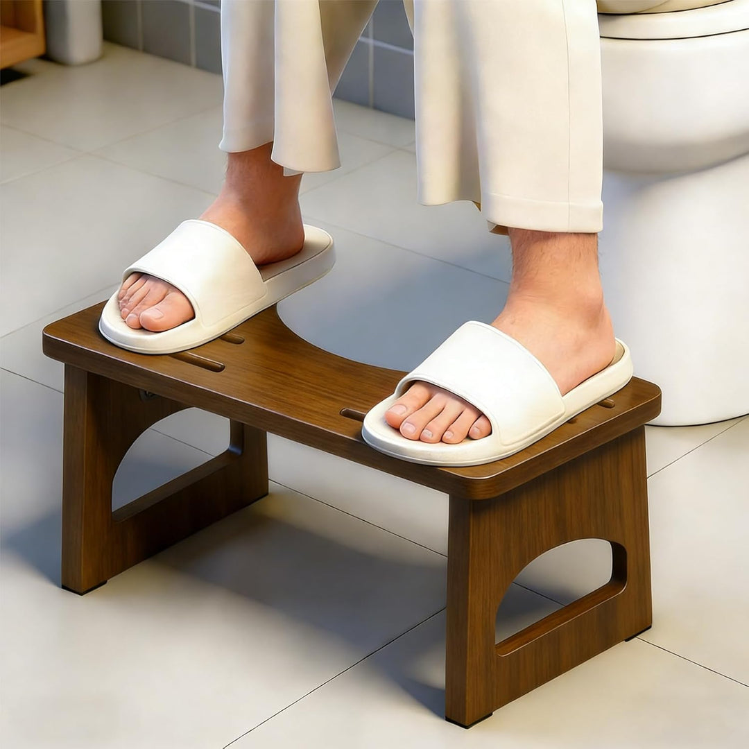 RayLove Physiologischer Toilettenhocker aus Holz, Klappbarer Toilettenhocker aus Holz, 35 Grad strap