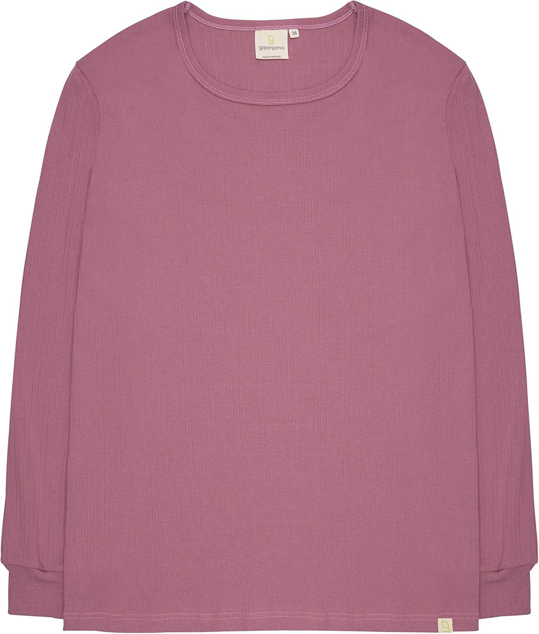 greenjama Damen Langarm-Shirt aus Derby-Rib, GOTS-Zertifiziert Pyjamaoberteil 38 Grape, 38 Grape