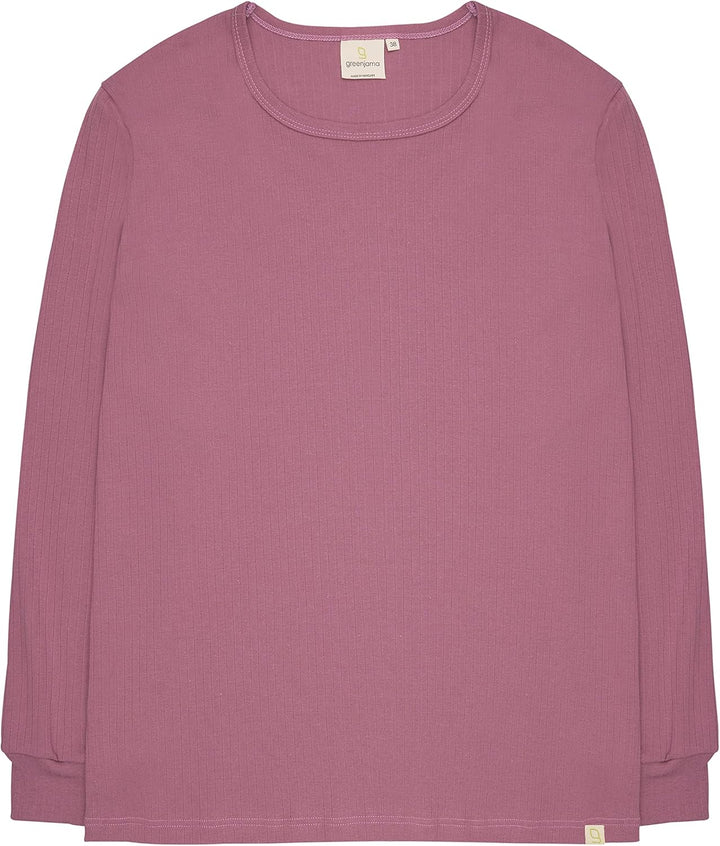 greenjama Damen Langarm-Shirt aus Derby-Rib, GOTS-Zertifiziert Pyjamaoberteil 38 Grape, 38 Grape