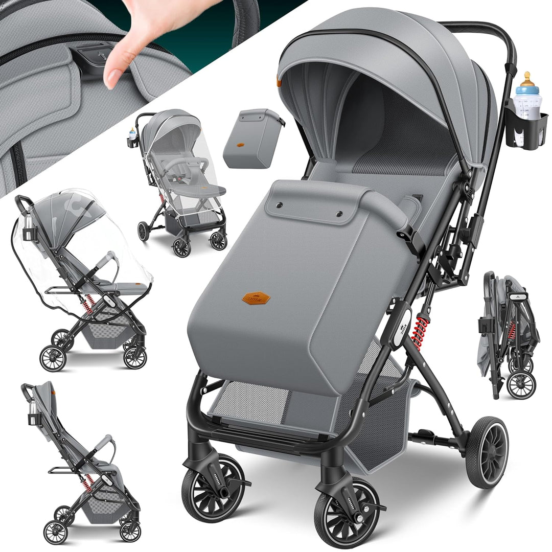 KIDIZ® Kinderwagen Kinderbuggy klappbar Liegebuggy Sportwagen Faltbar 360° Räder 5-Punkt Gurt Inkl.