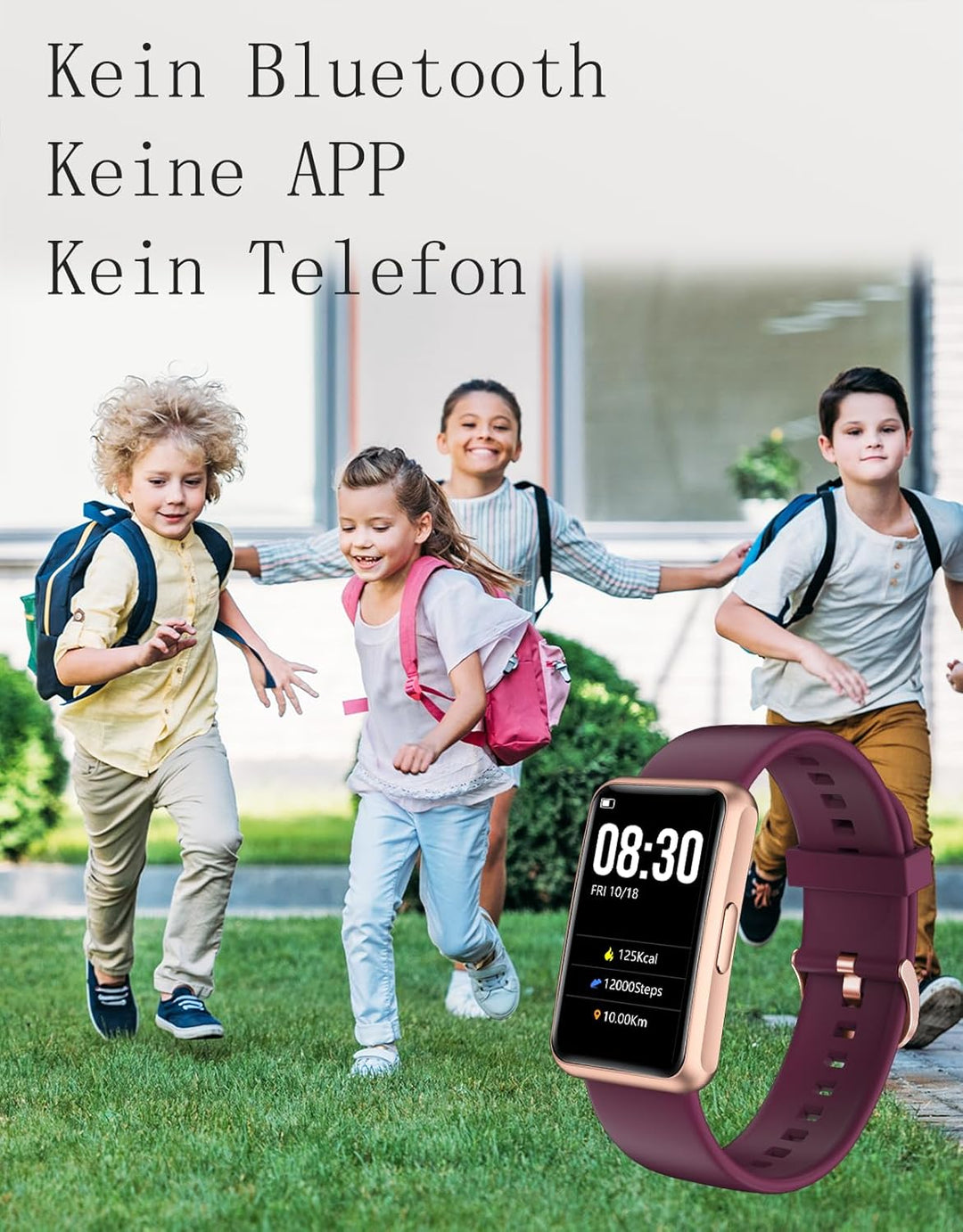 HUAKUA Schrittzähler Uhr (Ohne app und Handy) 1,47 Zoll Touchscreen Einfach Smartwatch Fitness Track