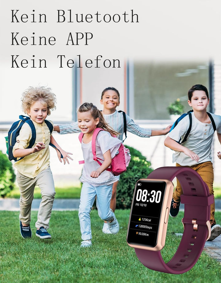 HUAKUA Schrittzähler Uhr (Ohne app und Handy) 1,47 Zoll Touchscreen Einfach Smartwatch Fitness Track