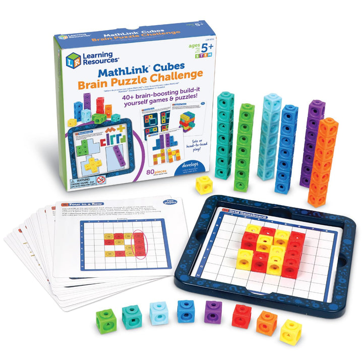 Learning Resources Denksportaufgaben mit MathLink-Steckwürfeln, ab 5 Jahren, Verbindungswürfel, zusa