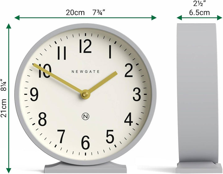 NEWGATE® Q Kaminsims Uhr | Moderne Klassische runde kaminuhr | Uhrwerk grau | Zeitgenössischer Stil