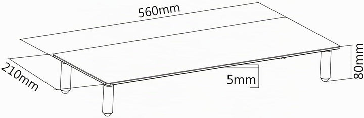 DIGITUS Universal Monitor-Erhöhung aus Glas - Bildschirm-Ständer - Traglast 20 kg - Rutschhemmend -