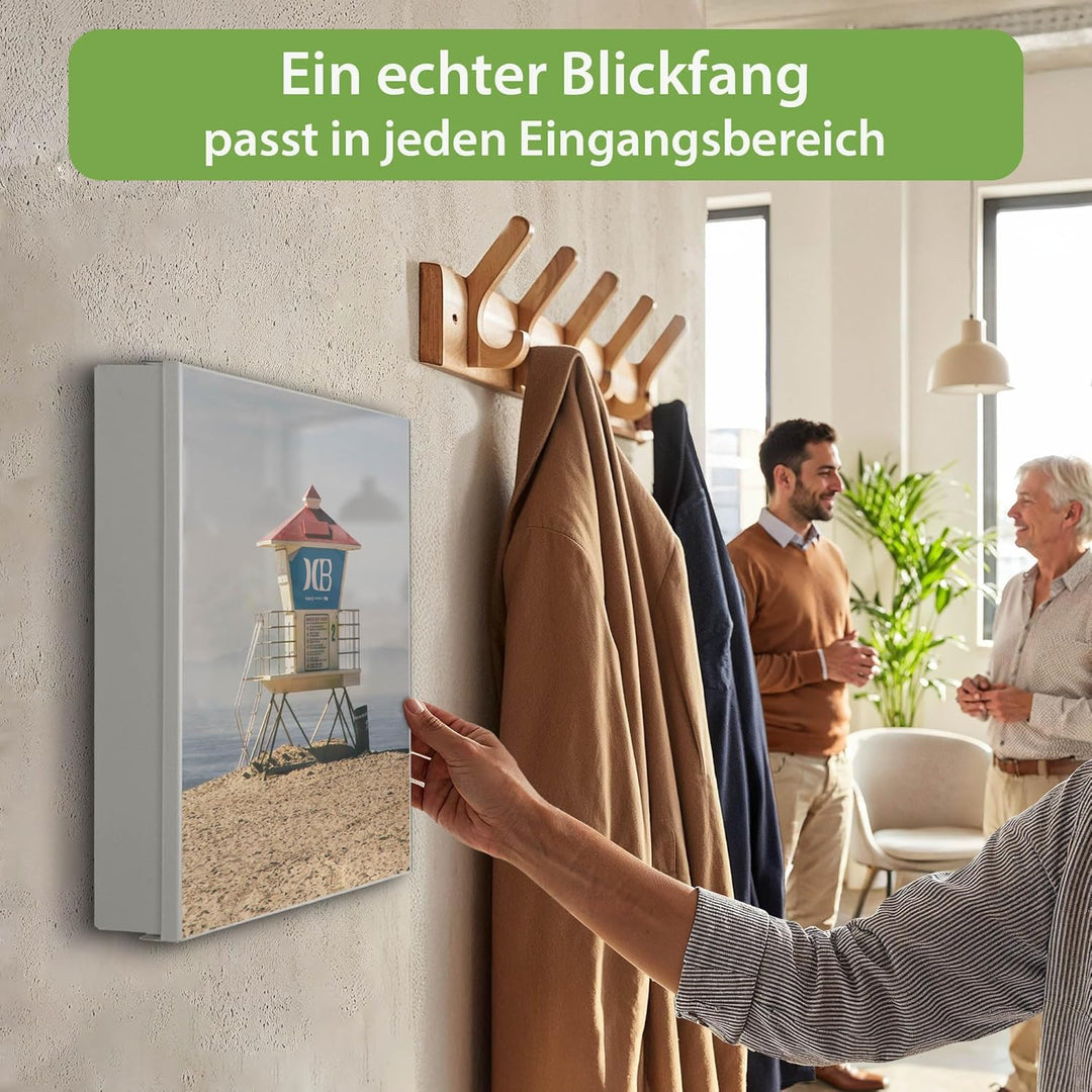 banjado Grosser Schlüsselkasten Glas - Schlüsselbox 30x30cm mit 50 Haken - Schlüsselkasten modern fü