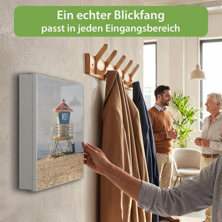 banjado Grosser Schlüsselkasten Glas - Schlüsselbox 30x30cm mit 50 Haken - Schlüsselkasten modern fü