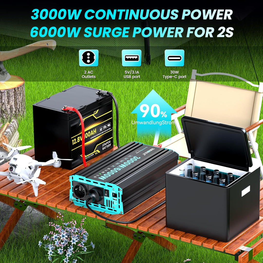 SUDOKEJI 3000W/6000W Wechselrichter Reiner Sinus Spannungswandler 12v auf 230v Power Inverter mit LC